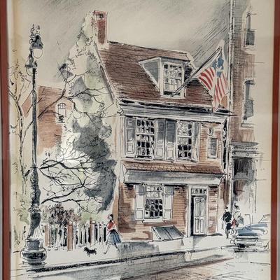 Vintage Print "Betsy Ross House"- John Haymson 21.5" x 17.5"