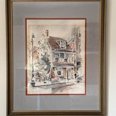 Vintage Print "Betsy Ross House"- John Haymson 21.5" x 17.5"