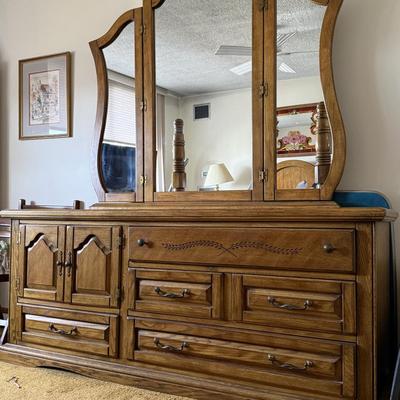 Solid Oak Dresser w/ Mirror