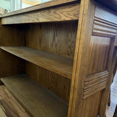 Solid Oak Bar w/ Brass Top- includes 4 bar chairs