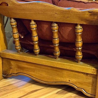 Solid Oak Framed Chair w/ Ottoman