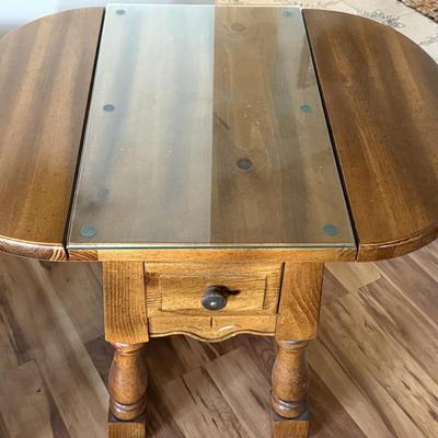 TWO Solid Oak End Tables w/ Drop Sides