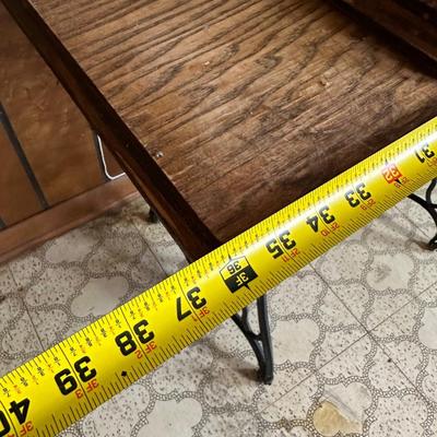 Reproduction Singer Sewing Machine Cast Iron Table Base w/ Wood Top