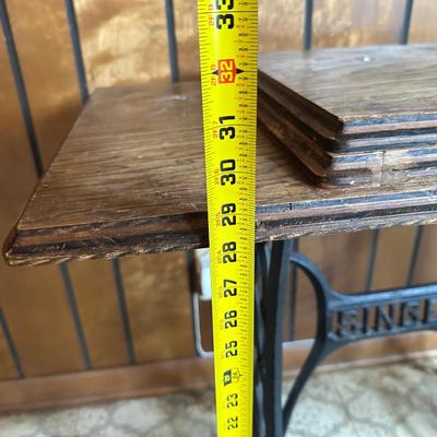 Reproduction Singer Sewing Machine Cast Iron Table Base w/ Wood Top