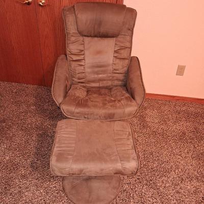 TAN COLORED SWIVEL RECLINER WITH OTTOMAN