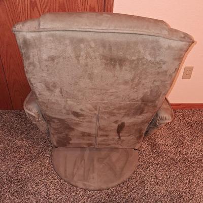 TAN COLORED SWIVEL RECLINER WITH OTTOMAN