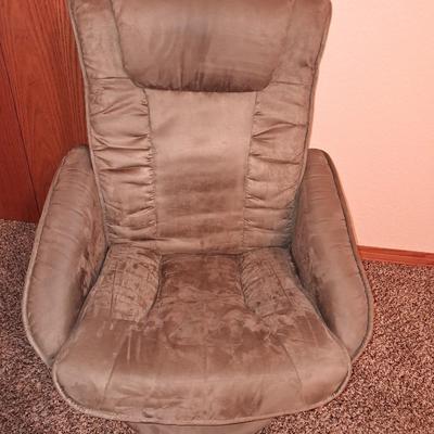 TAN COLORED SWIVEL RECLINER WITH OTTOMAN