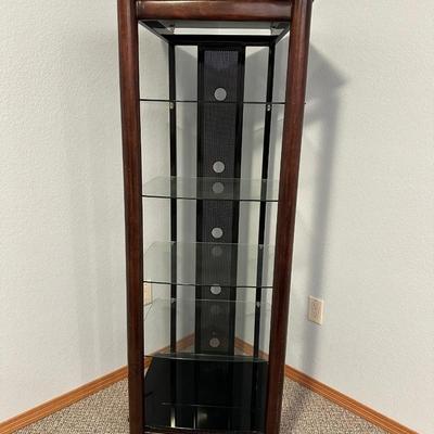 GLASS SHELVED NARROW MEDIA STAND