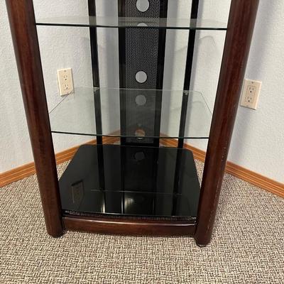 GLASS SHELVED NARROW MEDIA STAND