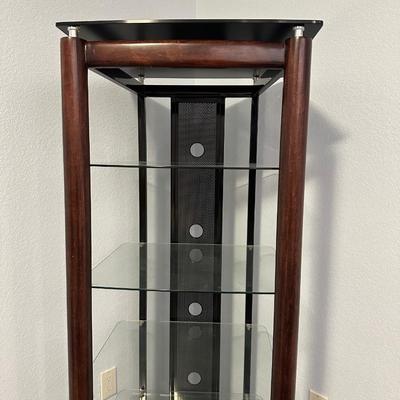 GLASS SHELVED NARROW MEDIA STAND