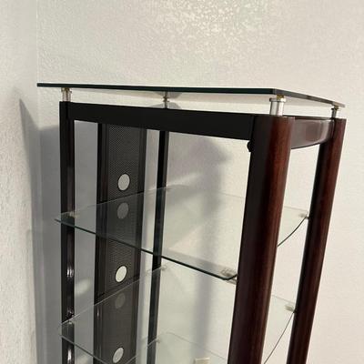 GLASS SHELVED NARROW MEDIA STAND
