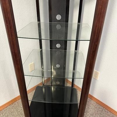 GLASS SHELVED NARROW MEDIA STAND