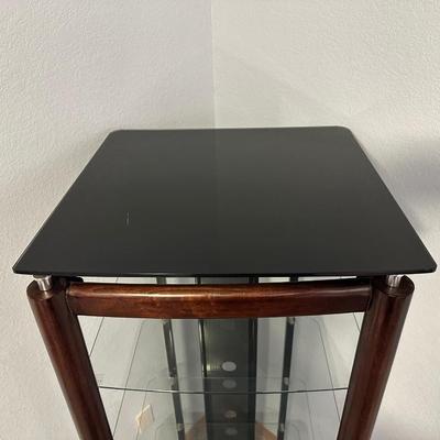 GLASS SHELVED NARROW MEDIA STAND