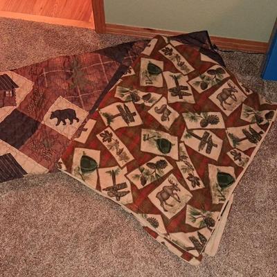 2 QUILTED OUTDOOR THEMED BLANKETS