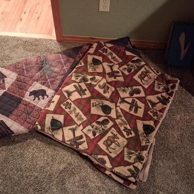 2 QUILTED OUTDOOR THEMED BLANKETS