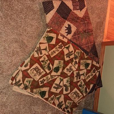 2 QUILTED OUTDOOR THEMED BLANKETS