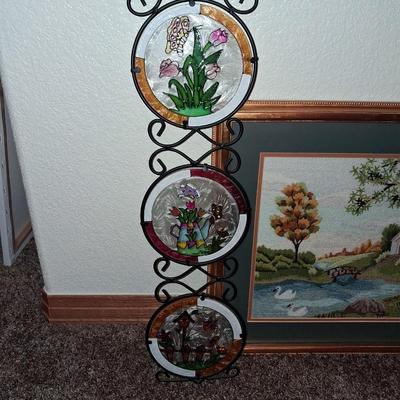 HANDCRAFTED CHURCH BY A CREEK PICTURE AND COLORED PLASTIC WALL DECOR