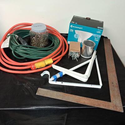 EXTENSION CORDS, SHELF BRACES, SPOT LIGHT BULBS AND HARDWARE