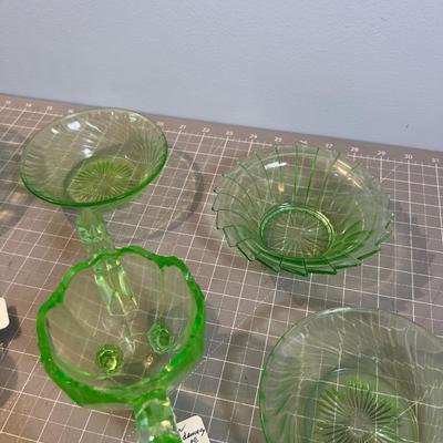 Green Depression Glass Lot 