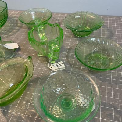 Green Depression Glass Lot 