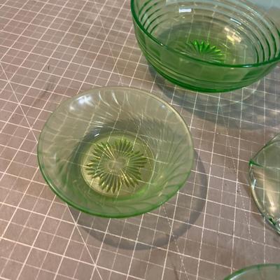 Green Depression Glass Lot 