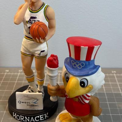 Jazz Figurine and Los Angles Olympic Sports Memorabilia. 