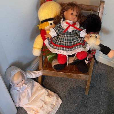 Small Folding Chair for child with Dolls on it. 