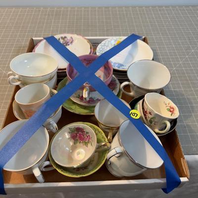 Giant Lot of Fine China Tea Cups and Matching saucers, Mostly  MUST Bring Paper and Boxes.