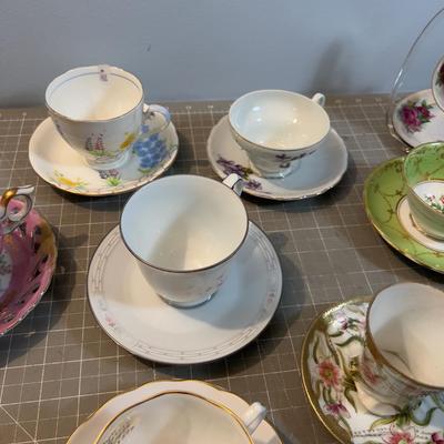 Giant Lot of Fine China Tea Cups and Matching saucers, Mostly  MUST Bring Paper and Boxes.
