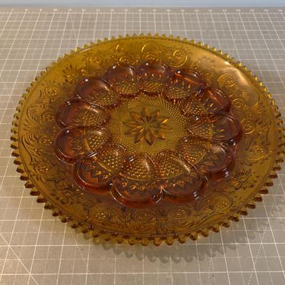 Lovely Amber Glass Deviled Egg Platter, Ginger Glass Lidded Plus More! 