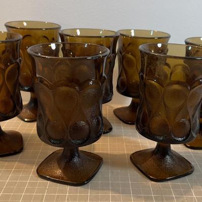 7 Smoked Glass Goblets