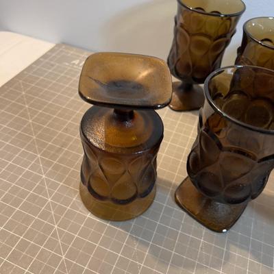 7 Smoked Glass Goblets