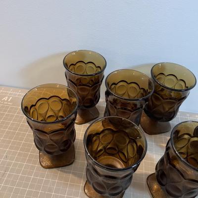 7 Smoked Glass Goblets