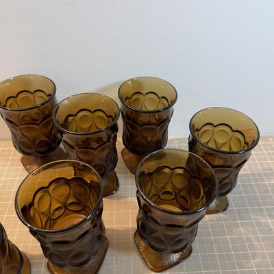 7 Smoked Glass Goblets