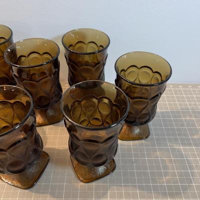 7 Smoked Glass Goblets