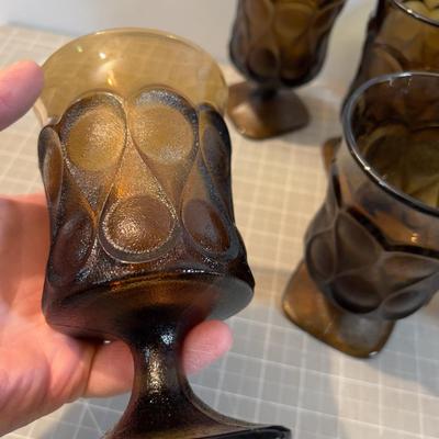 7 Smoked Glass Goblets