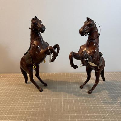 Pair of Leather  Horses 