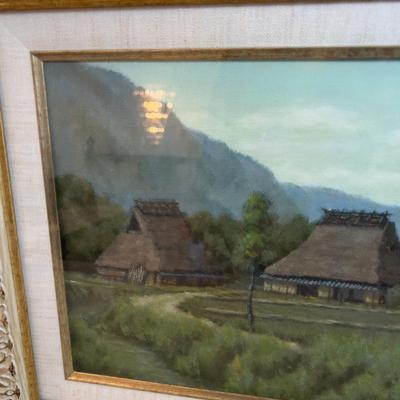 Oil on Canvas, "House in the Mountains"  Japanese Origin