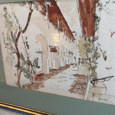 Street Art from Santa Barbara by Robles Water Color Framed