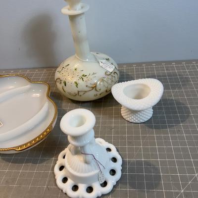 4 Pieces of Milk Glass  