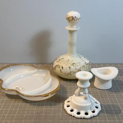 4 Pieces of Milk Glass  