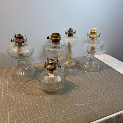 5 Clear Glass Kerosene Oil LAMPS! Collectible. 