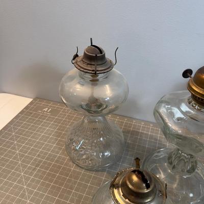 5 Clear Glass Kerosene Oil LAMPS! Collectible. 