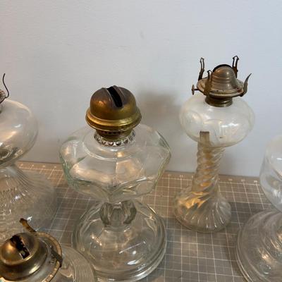 5 Clear Glass Kerosene Oil LAMPS! Collectible. 