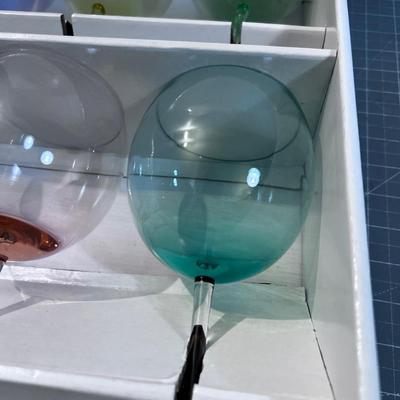 Fabulous Spectrum Hand Blown Crystal Wine Glass 