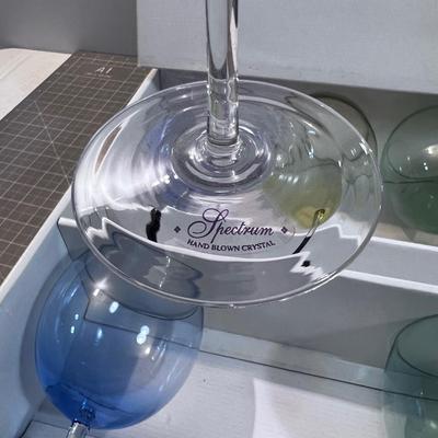 Fabulous Spectrum Hand Blown Crystal Wine Glass 