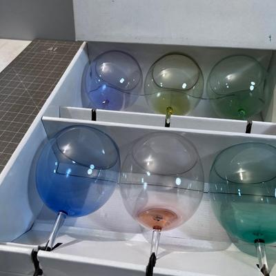 Fabulous Spectrum Hand Blown Crystal Wine Glass 