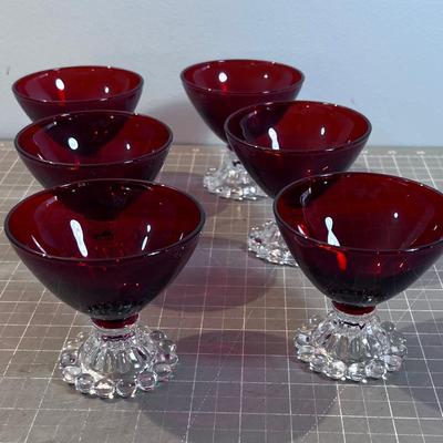 Anchor Hocking Boppie  Ruby Red Sherbert (6) 