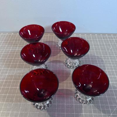 Anchor Hocking Boppie  Ruby Red Sherbert (6) 