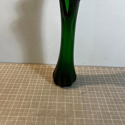Forest Green Viking Swung Glass Vase 
